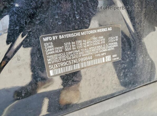 5UXTR9C57KLP89844 2019 BMW X3 Black 