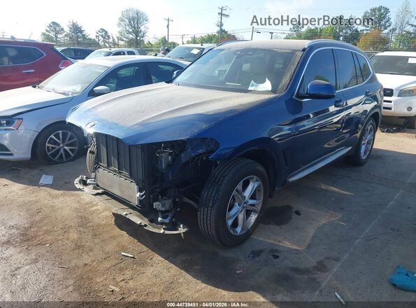 5UXTY3C0XM9F93615 2021 BMW X3 Blue Vista tres cuartos delantera izquierda