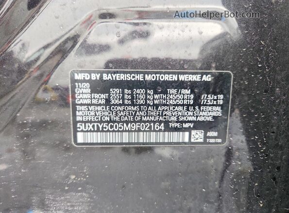 5UXTY5C05M9F02164 2021 BMW X3 Gray Widok naklejki z numerem VIN