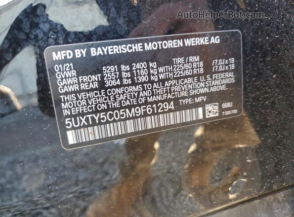 5UXTY5C05M9F61294 2021 BMW X3 Black 