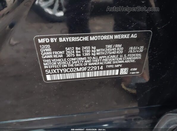 5UXTY9C02M9F22914 2021 BMW X3 Dark Blue 