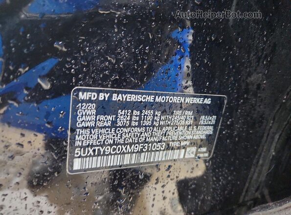5UXTY9C0XM9F31053 2021 BMW X3 Black Vista del compartimento del motor
