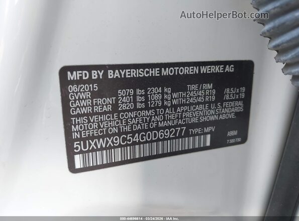 5UXWX9C54G0D69277 2016 BMW X3 Белый Вид подкапотного пространства