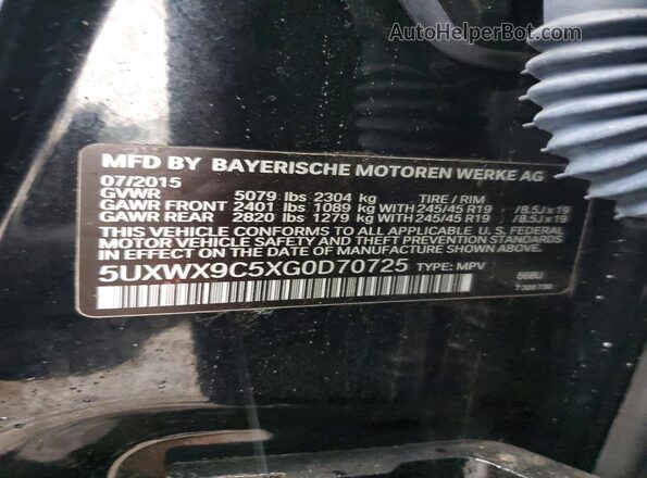 5UXWX9C5XG0D70725 2016 BMW X3 Black VIN sticker view