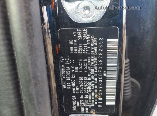 5XYK3CDFXSG282693 2025 KIA SPORTAGE Black VIN კოდის სტიკერის ხედი