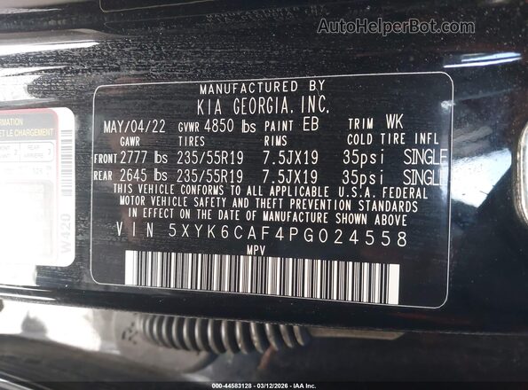 5XYK6CAF4PG024558 2023 KIA SPORTAGE Black Շարժիչի բաժամունքի տեսք