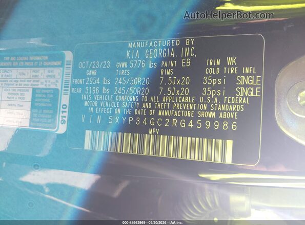 5XYP34GC2RG459986 2024 KIA TELLURIDE Черный Вид подкапотного пространства
