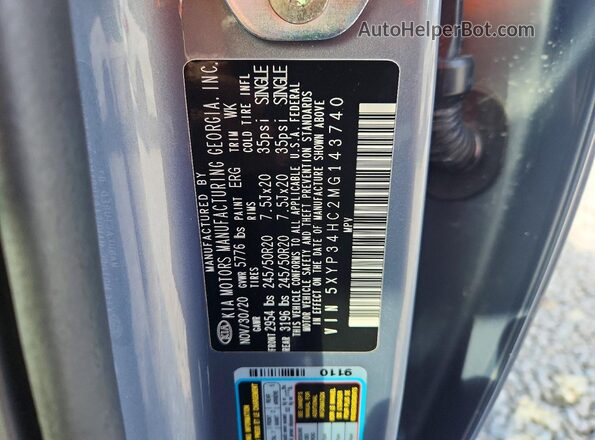 5XYP34HC2MG143740 2021 KIA TELLURIDE Gray 360 interior view