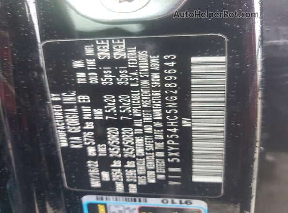 5XYP54HC5NG289643 2022 KIA TELLURIDE Black Widok komory silnika