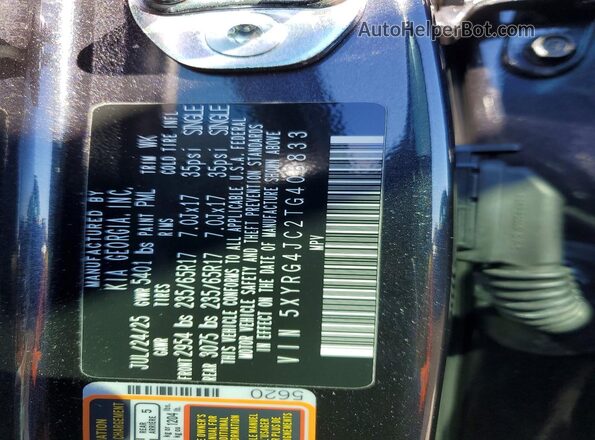 5XYRG4JC2TG406833 2026 KIA SORENTO Gray VIN კოდის სტიკერის ხედი