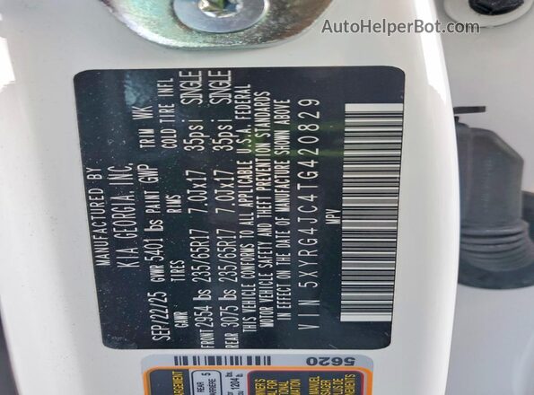 5XYRG4JC4TG420829 2026 KIA SORENTO White Սալոնի 360 աստիճան տեսք