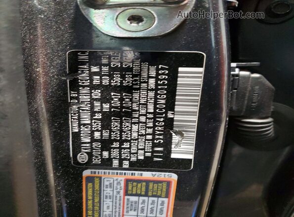 5XYRG4LC0MG015937 2021 KIA SORENTO Charcoal VIN sticker view