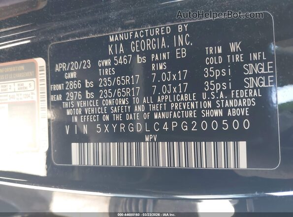 5XYRGDLC4PG200500 2023 KIA SORENTO Black Engine compartment view