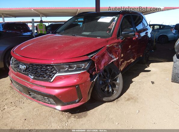 5XYRK4LF2MG047099 2021 KIA SORENTO Red წინა მარცხენა ხედი სამი მეოთხედიდან