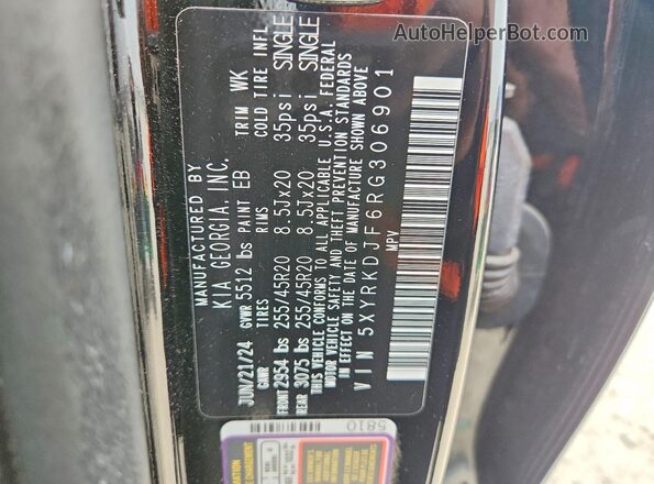 5XYRKDJF6RG306901 2024 KIA SORENTO Black სალონის 360-გრადუსიანი ხედი
