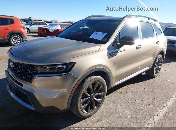 5XYRKDLF9MG024757 2021 KIA SORENTO Gold Առջևի ձախ երեք քառորդ տեսարան