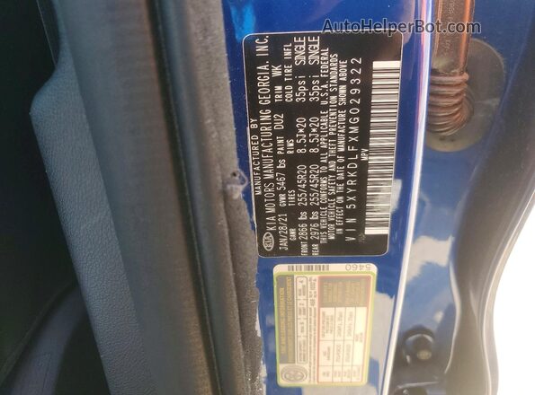 5XYRKDLFXMG029322 2021 KIA SORENTO Blue 