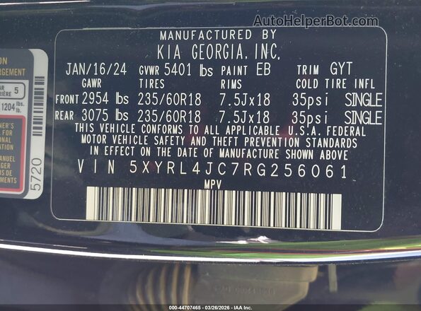5XYRL4JC7RG256061 2024 KIA SORENTO Black Widok komory silnika