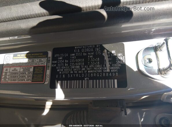 5XYRLDJC8RG288498 2024 KIA SORENTO Gray 