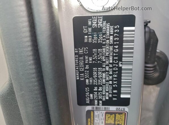 5XYRLDJCXTG413735 2026 KIA SORENTO Серый Вид наклейки с VIN-кодом