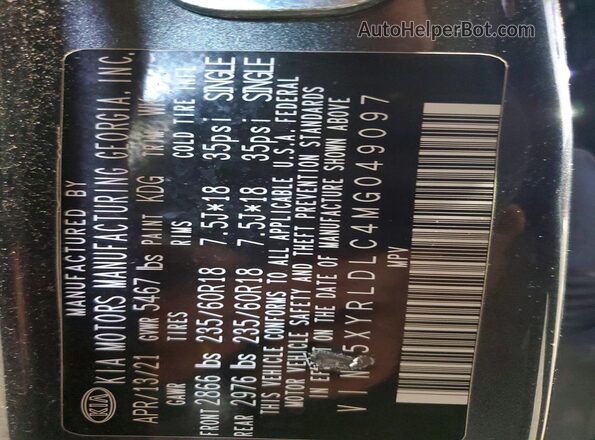 5XYRLDLC4MG049097 2021 KIA SORENTO Charcoal 