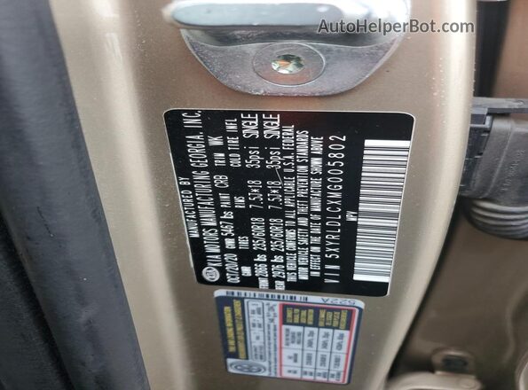 5XYRLDLCXMG005802 2021 KIA SORENTO Gold VIN კოდის სტიკერის ხედი