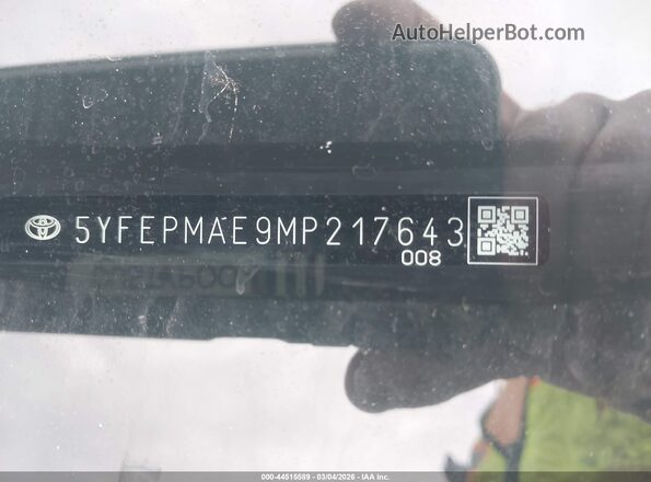 5YFEPMAE9MP217643 2021 TOYOTA LL Silver Widok komory silnika