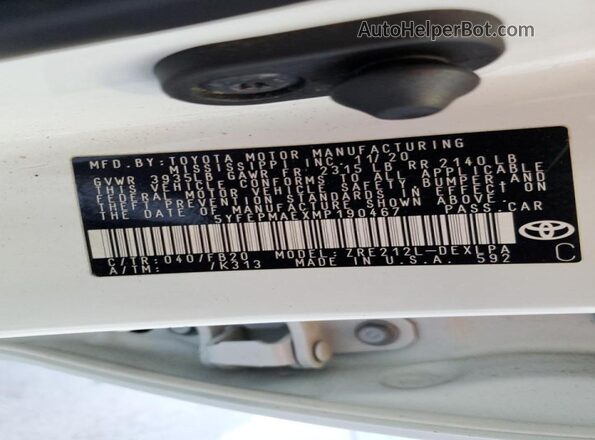 5YFEPMAEXMP190467 2021 TOYOTA LL White Вид підкапотного простору