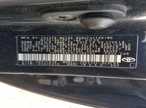 5YFEPRAE0LP106703 2020 TOYOTA LL Black Շարժիչի բաժամունքի տեսք