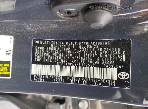 5YFS4MCE8PP162552 2023 TOYOTA LL Charcoal Շարժիչի բաժամունքի տեսք