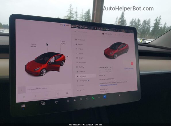 5YJ3E1EB0MF046904 2021 TESLA MODEL 3 Красный Вид задних сидений
