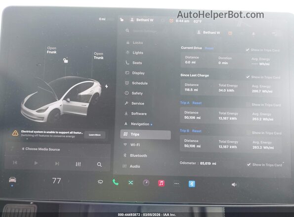 5YJ3E1EB0MF858395 2021 TESLA MODEL 3 White Widok tylnych siedzeń