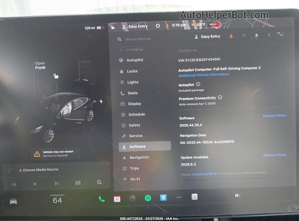 5YJ3E1EB2KF454561 2019 TESLA MODEL 3 Red 