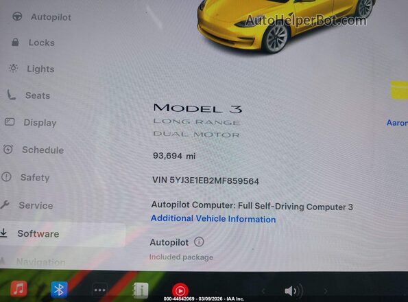5YJ3E1EB2MF859564 2021 TESLA MODEL 3 Black Widok tylnych siedzeń