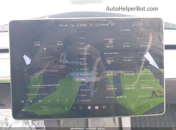 5YJ3E1EB3NF170814 2022 TESLA MODEL 3 Gray უკანა სავარძლების ხედი