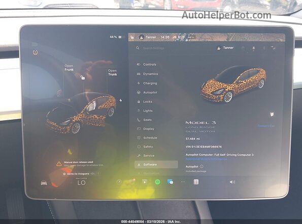 5YJ3E1EB4MF066976 2021 TESLA MODEL 3 White Widok tylnych siedzeń