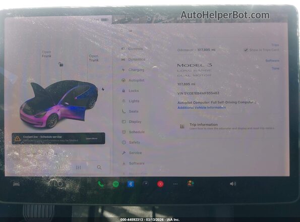 5YJ3E1EB4MF855483 2021 TESLA MODEL 3 White Widok tylnych siedzeń