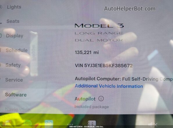 5YJ3E1EB5KF385672 2019 TESLA MODEL 3 Черный 