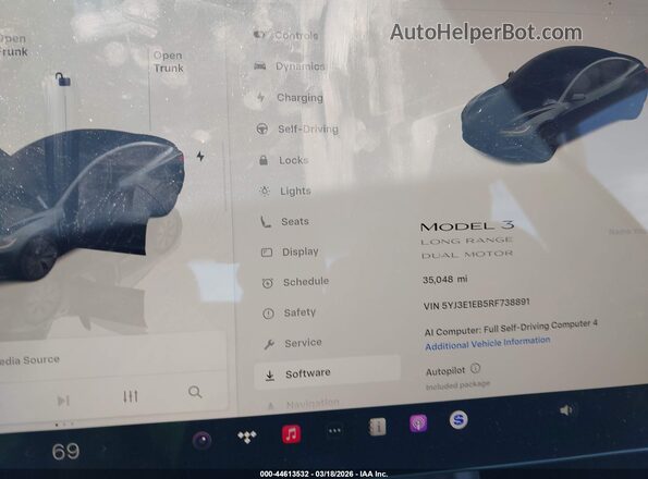 5YJ3E1EB5RF738891 2024 TESLA MODEL 3 Серый Вид задних сидений