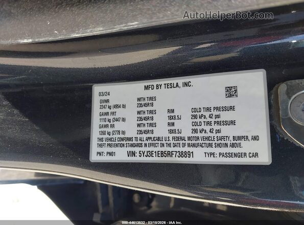 5YJ3E1EB5RF738891 2024 TESLA MODEL 3 Серый Вид подкапотного пространства