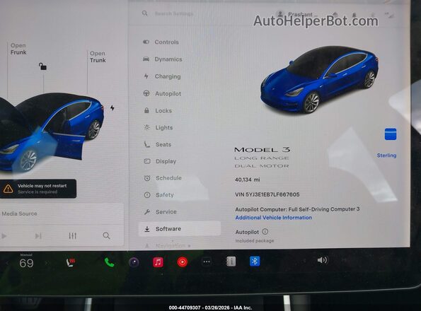 5YJ3E1EB7LF667605 2020 TESLA MODEL 3 Blue Հետևի նստատեղերի տեսք