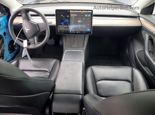 5YJ3E1EB7MF015326 2021 TESLA MODEL Blue Widok deski rozdzielczej