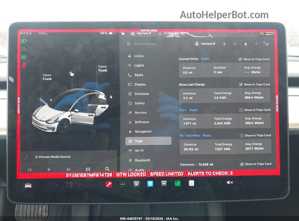 5YJ3E1EB7MF974726 2021 TESLA MODEL 3 White Vista de los asientos traseros