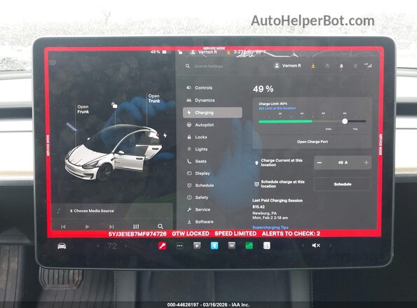 5YJ3E1EB7MF974726 2021 TESLA MODEL 3 White 