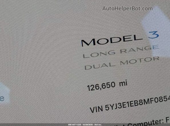 5YJ3E1EB8MF085482 2021 TESLA MODEL 3 Blue 