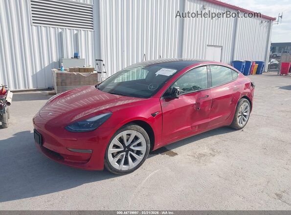 5YJ3E1EB9NF360813 2022 TESLA MODEL 3 Red Передня ліва чверть
