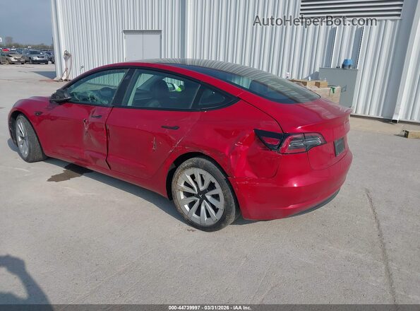 5YJ3E1EB9NF360813 2022 TESLA MODEL 3 Red Задня ліва чверть
