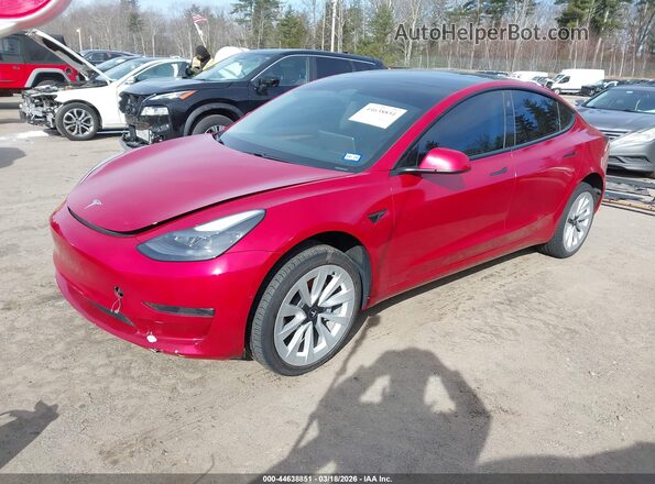 5YJ3E1EBXMF013165 2021 TESLA MODEL 3 Red Առջևի ձախ երեք քառորդ տեսարան