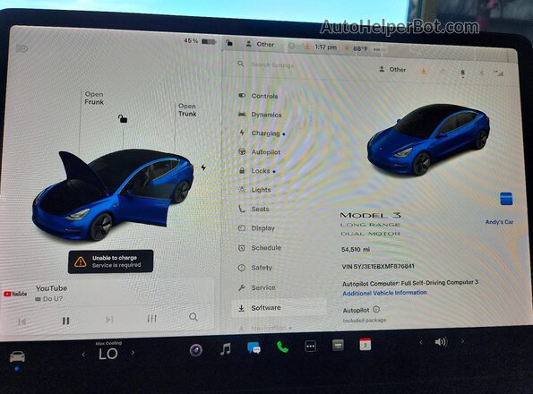 5YJ3E1EBXMF876841 2021 TESLA MODEL Синий Вид щитка приборов
