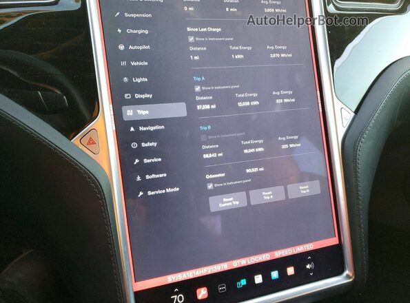 5YJSA1E14HF213978 2017 TESLA MODEL Black Вид щитка приладів